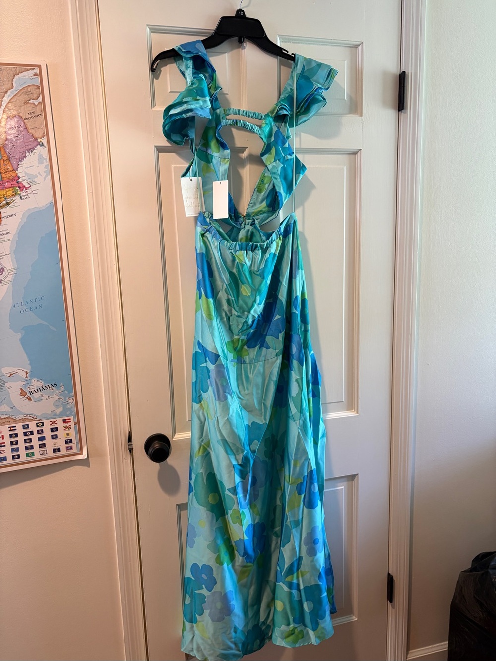 Show Me Your Mu Mu Blue Piccadilly Floral Cutout Maxi Dress - Picture 4 of 5